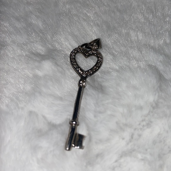 Key to my heart pendant for necklace. Silver with diamonds. - Picture 1 of 5
